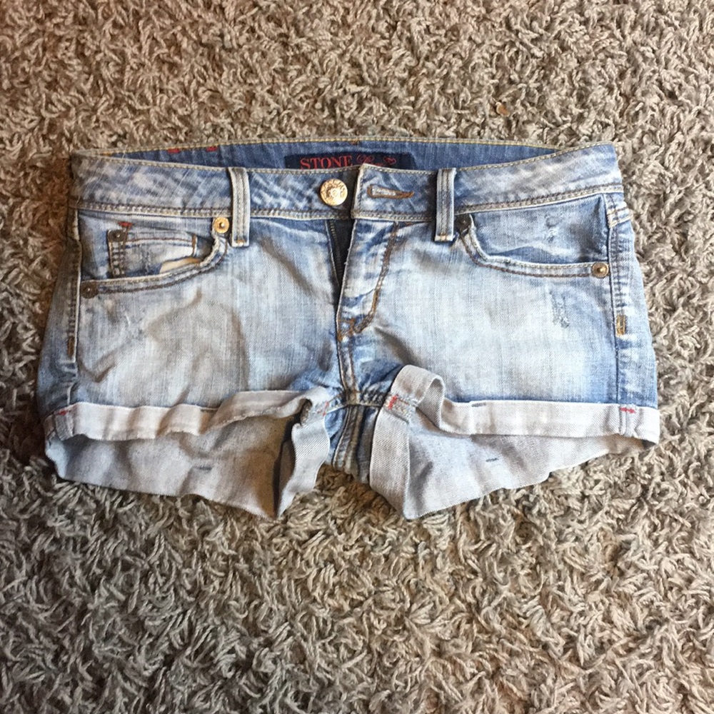 Stone love light blue jeans shorts
